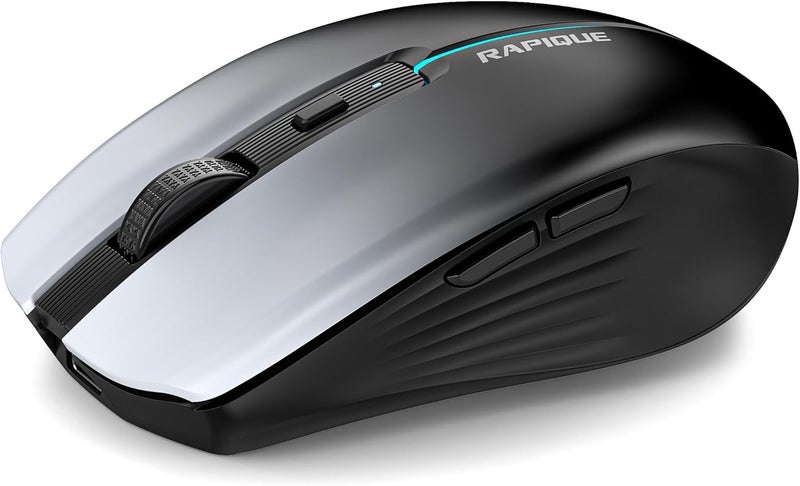RAPIQUE Bluetooth Wireless Mouse – White to Black Gradient, Dual Bluetooth 5.1 & 2.4G Connectivity, Silent Click, Rechargeable, Ergonomic 6-Button for Windows/MacOS/Android/Laptop/MacBook/iPad - Image 1